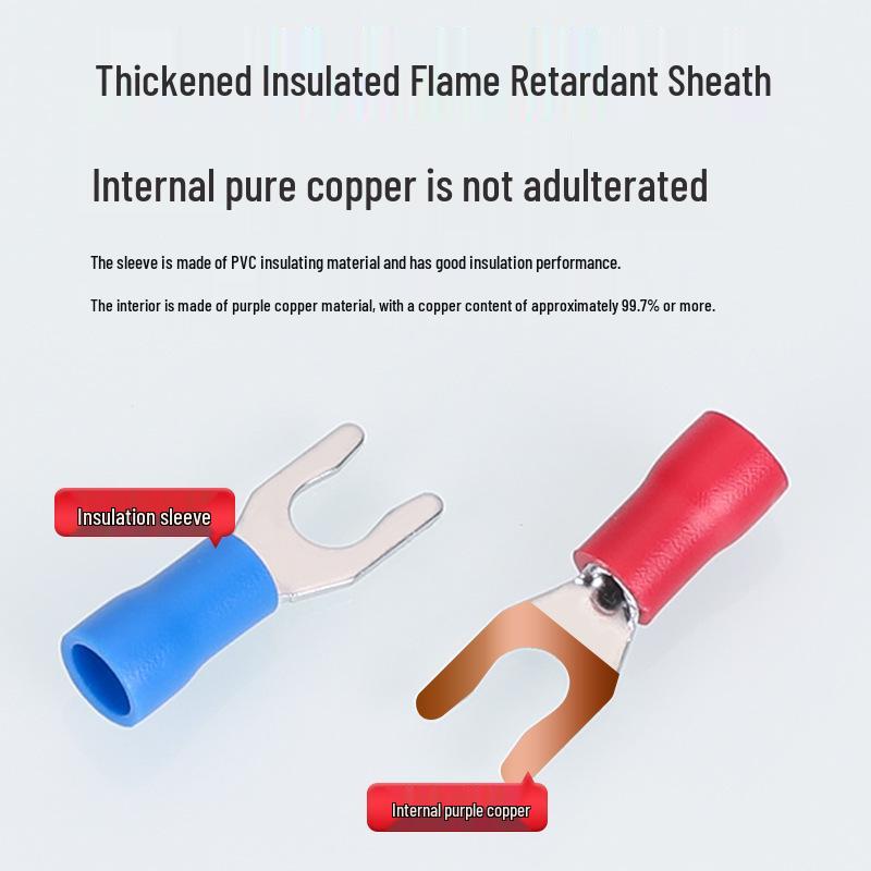 KT KST LSV1.25-3.5-4-5 Fork Type Pre-insulated Copper Lug Cold Crimp Terminal