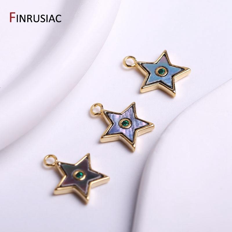 Earrings Making Supplies 14K Gold Plated Brass Heart Star Pendant Charms DIY Necklace Bracelet Jewelry Findings Wholesale