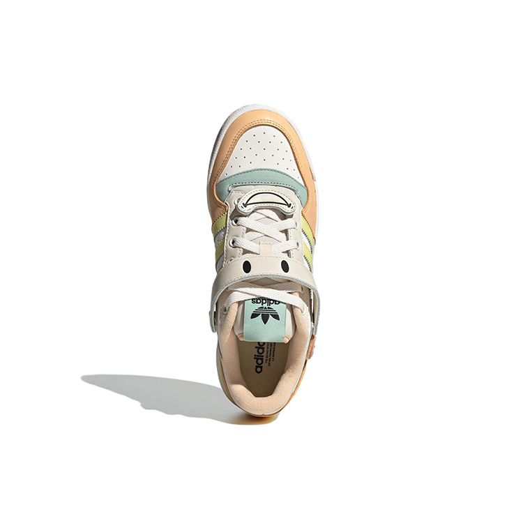 Adidas Originals Forum Low Leather Durable Lightweight Low-Top Skate Shoes Women Sneakers Beige Orange Yellow GW4427