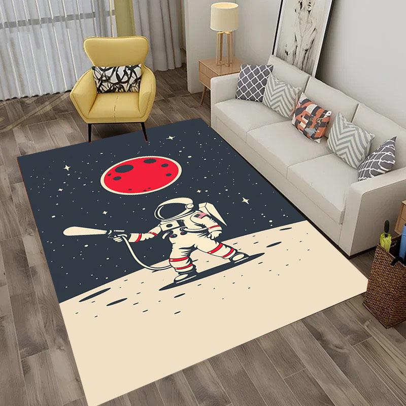 Modern Cartoon Space Rocket Carpet For Living Room Decoration Rug Porch  kids Bedroom Sofa Table Non-slip Floor Mat Home Doormat