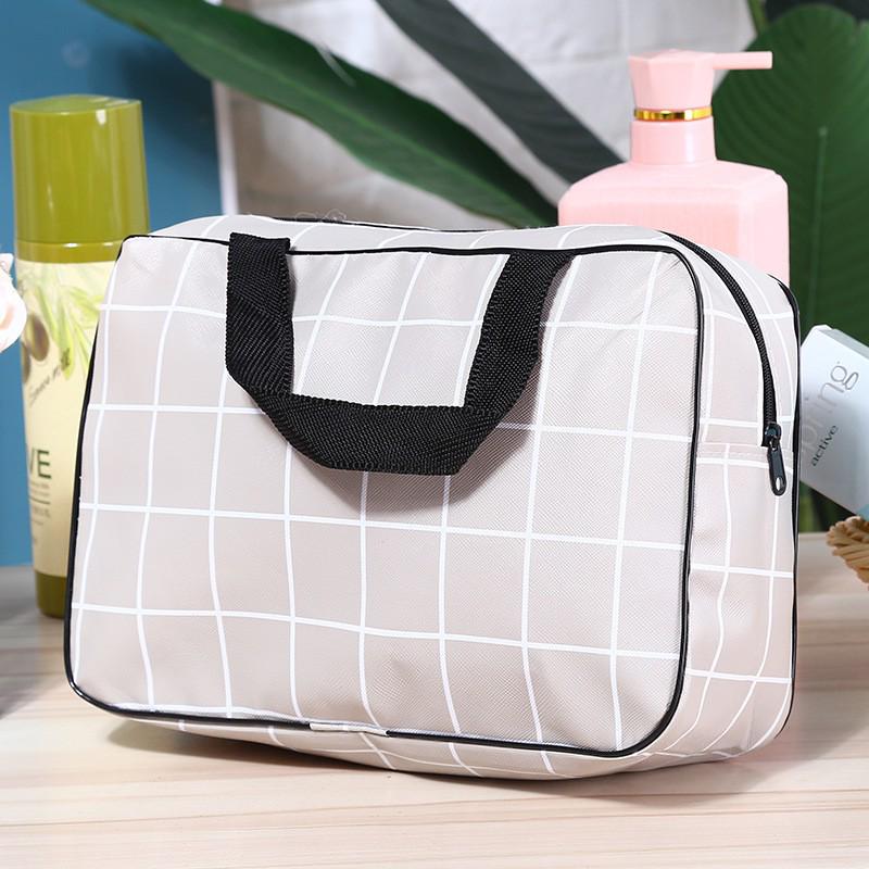 Black & White Waterproof Makeup Bag: Large Capacity Handheld Toiletry & Travel Storage