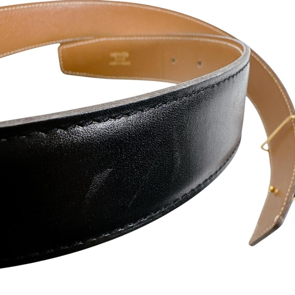 HERMES Constance H belt belt Reversible belt leather Black x brown unisex Used