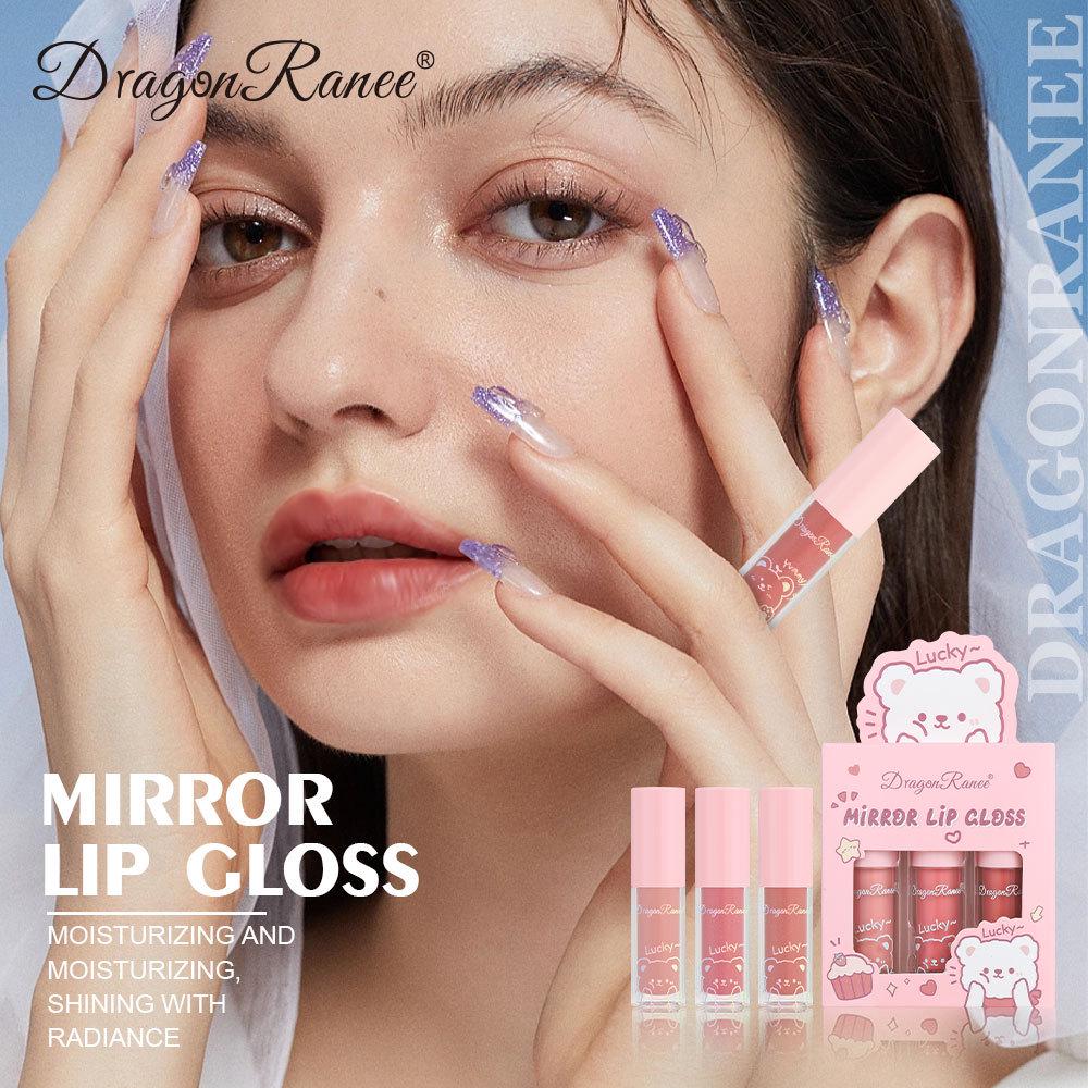 DragonRanee Pearlescent Lip Gloss: Hydrating, Glittery Lip Oil with Mirror Finish and Cartoon Design.