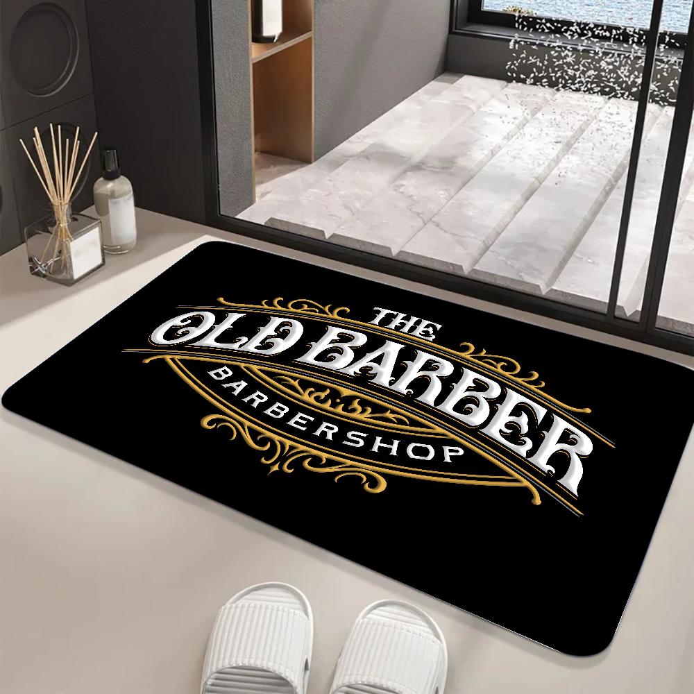 Barber Shop Sign Floor Mat Graphic Printed Flannel Doormats for Bathroom Kitchen Entrance Carpet Home Decor