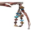 Ins Style Phone Chain Brown Square Rugby Phone Case Lanyard DIY Beaded Camera Chain Phone Anti-Lost Strap