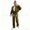Women Casual Sporty Tracksuit Set Short Sleeve Zip Up Jacket High Waist Wide Leg Pants Loungewear