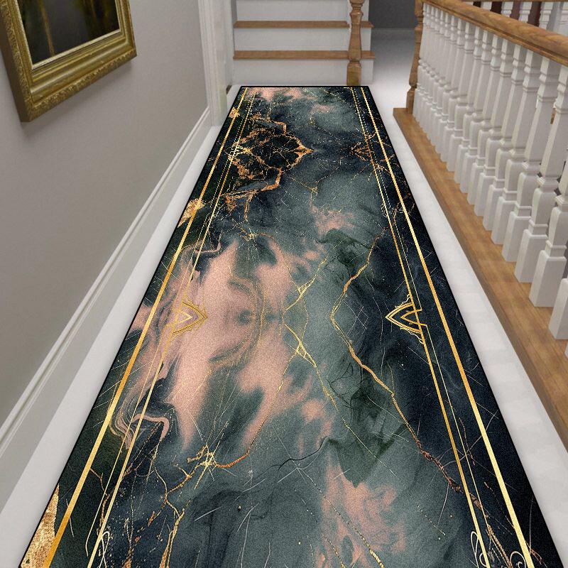 European Geometric Long Corridor Carpet Hotel Hall Runners Non-slip Customizable Rug Villa Stairs Hallway Doorway Passageway Mat