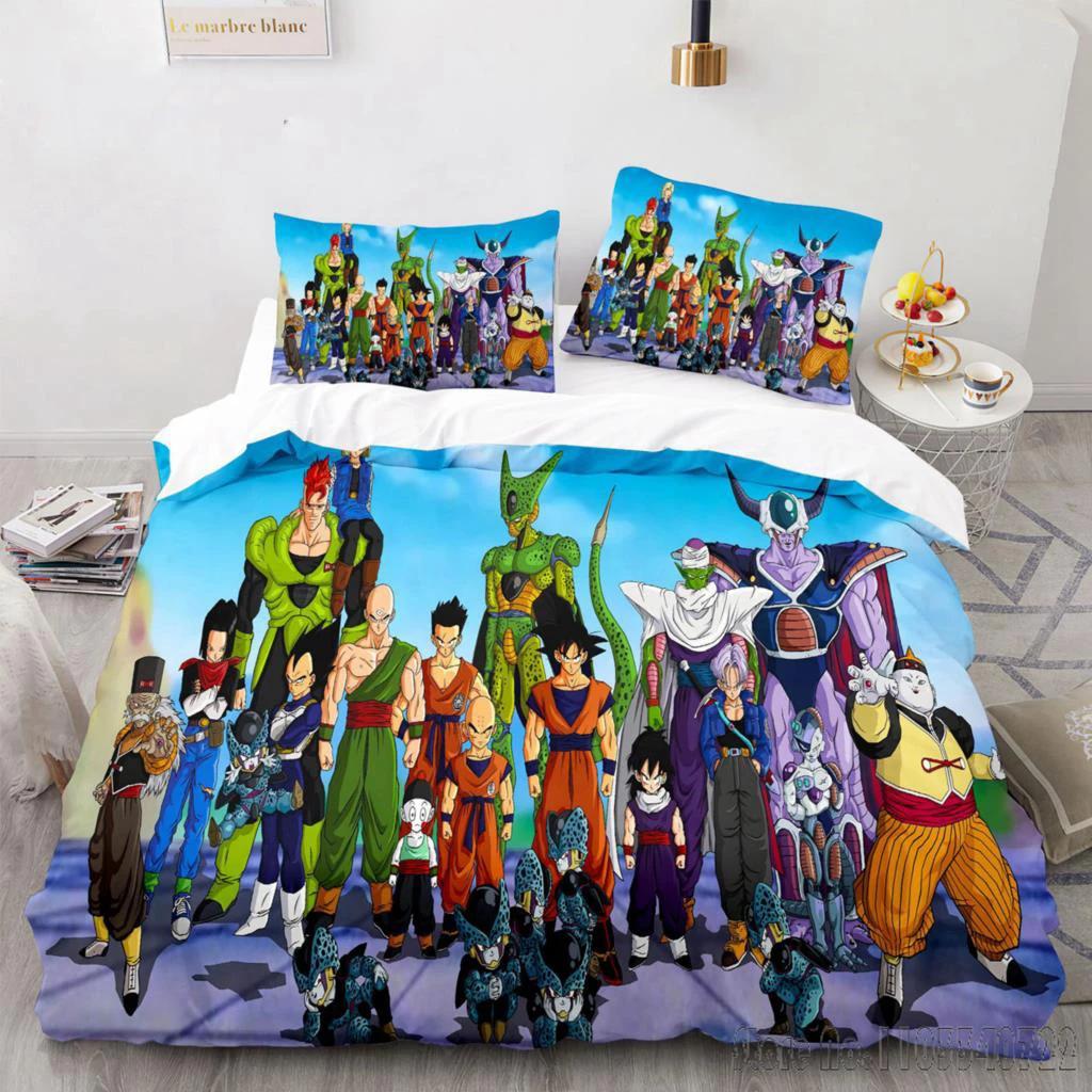 Japanese Anime Dragon Ball Duvet Cover Goku Bedding Sets For Boys Kids Teens Quilt Cover Pillowcases Children Christmas Gift