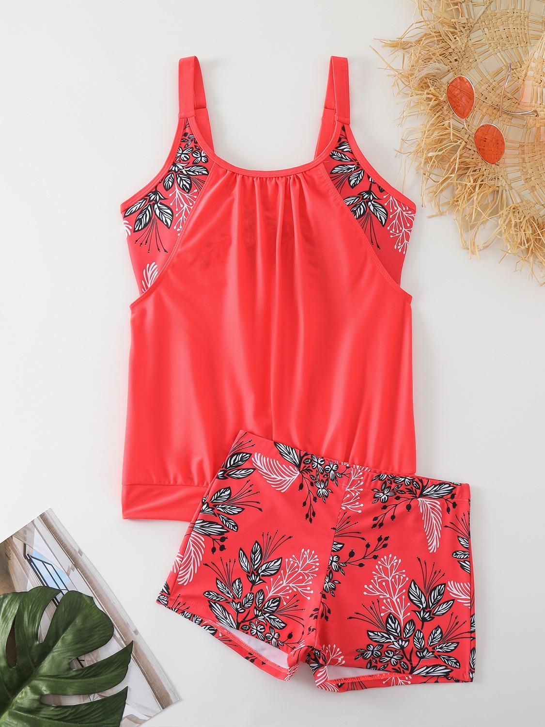 Swimsuit bikini sexy two-piece floral split new swimsuit S