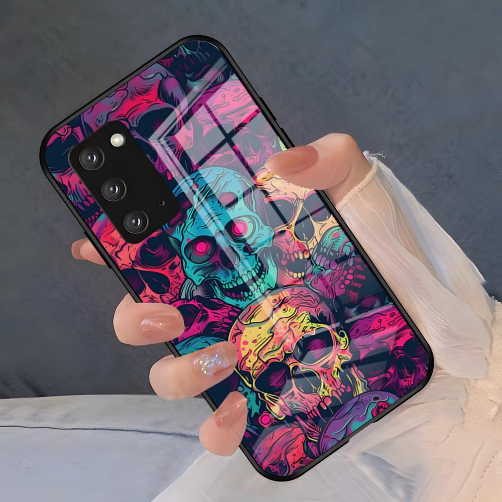 Spooky Skull Patterns Phone Case For Samsung S26 S25 Plus S20 S20 Plus S22 Ultra S23 FE S21 Plus S21 Ultra Glass Cover