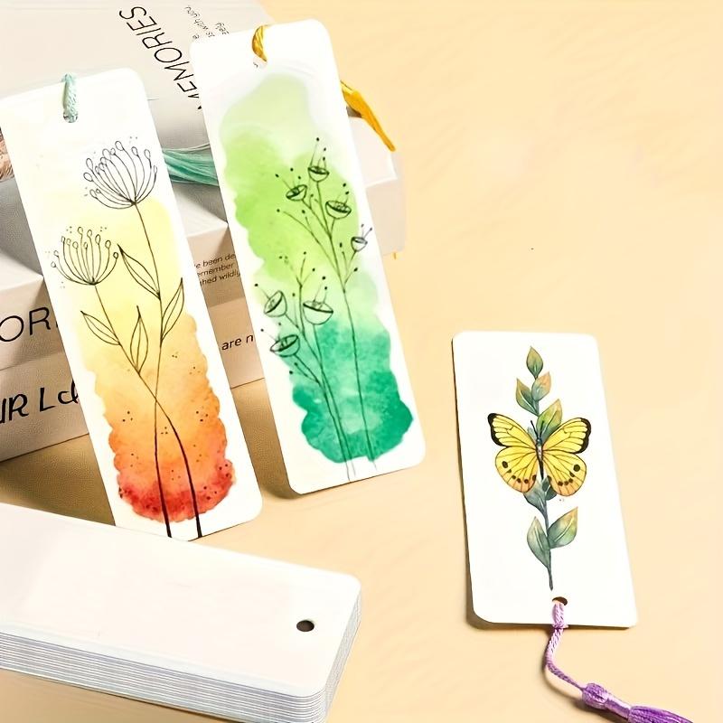 60pcs 400Gsm Watercolor Paper Bookmarks, Blank Labels for Diy Coloring, Pastel, Acrylic & Watercolor Art Projects, Crafts Supplies