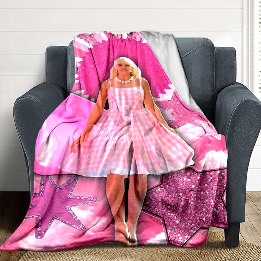 1pc pink checkered dress Flannel Blanket Soft Warm Throw for Home, Office, Travel, All-Season Cozy Bedding Gift L1481
