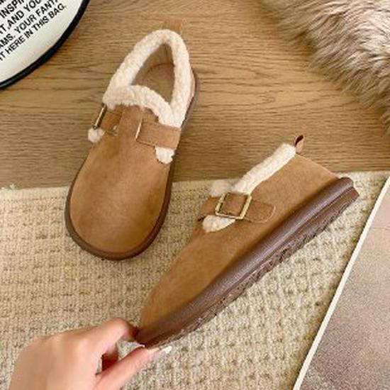 Plus Size Women's Fleece-Lined Snow Boots with Thick Soles and Flat Bottom Moccasins, Size 43