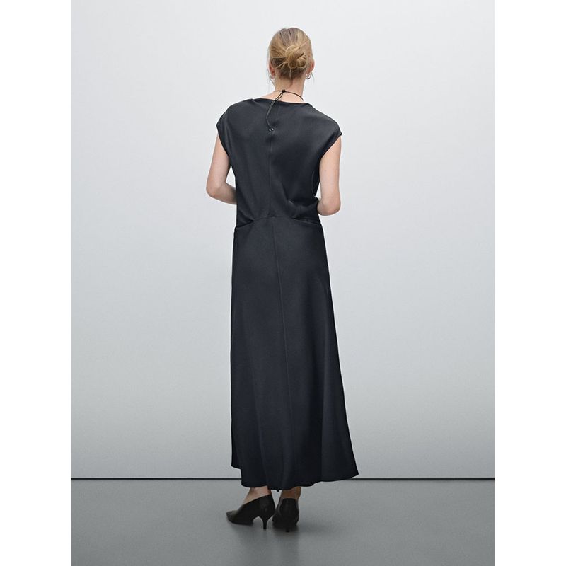 Za2025 Summer New Product Women clothes Drape Elegant Advanced Sense Satin Short sleeve Dress 06659584 452