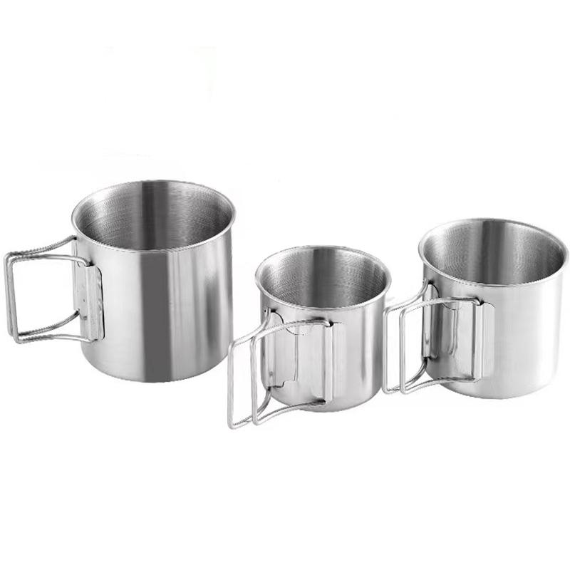 Camping Folding Cup Set 304 Stainless Steel High Quality Portable Cup Picnic Drinkware Set Water Bottles Outdoor Folding Cup Set