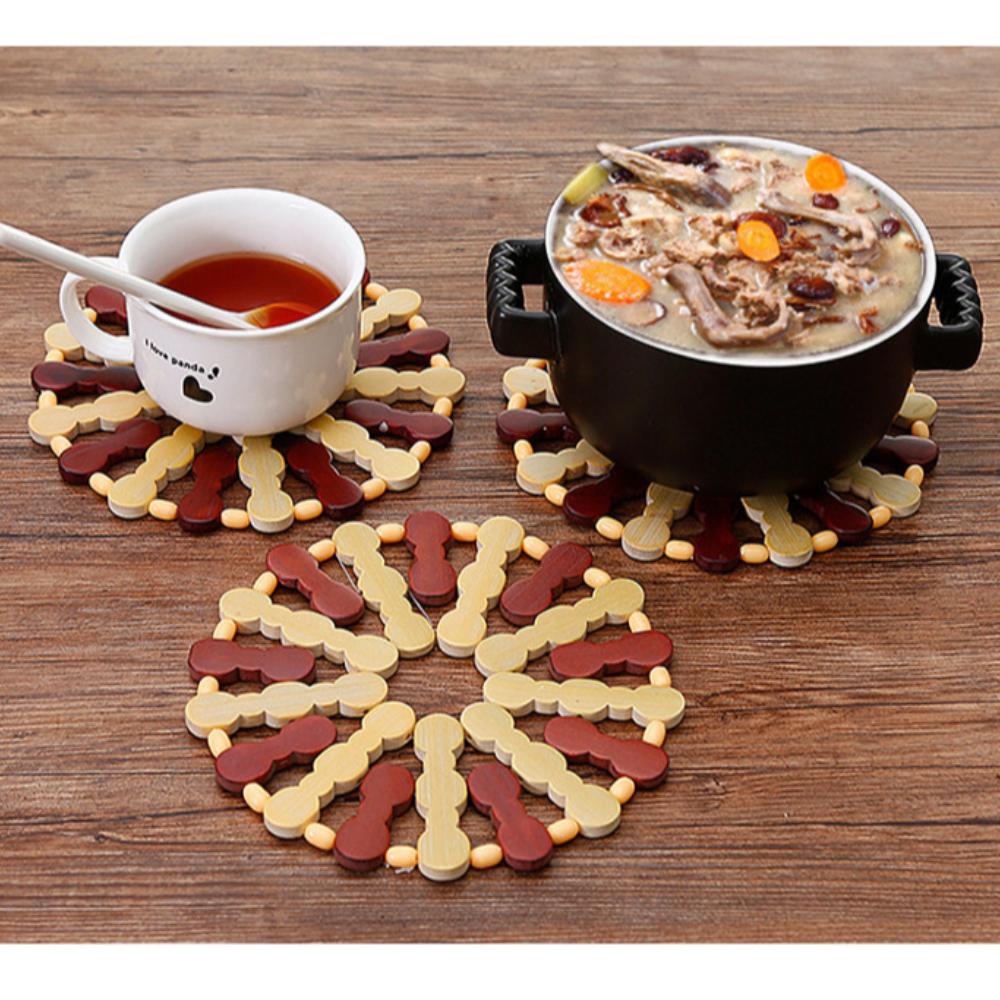 Food Plate Mat, Heat Insulation Mat, Household Bamboo Anti Scald and Heat-resistant Clay Pot Mat, Bowl Mat, Teacup and Plate Mat, Universal Food Mat
