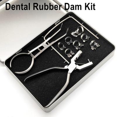Dental Rubber Dam Stans hål Pincet Elfenben pincett gummidammen Klämmor Ram Rostfritt stål Dental gummi dam instrument