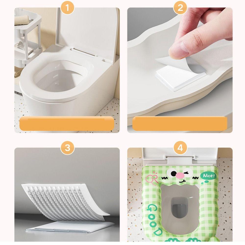 2PCS Waterproof Toilet Seat Cover Cartoon Pattern Toilet Lid Cushion Closestool Mat Household