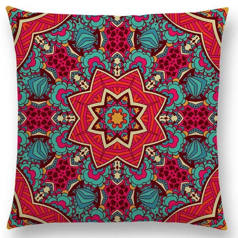 Newest African Animal Symbol Block Pillow Case Boho Geometric Floral Pattern Paisley Mandela Flowers Cushion Cover