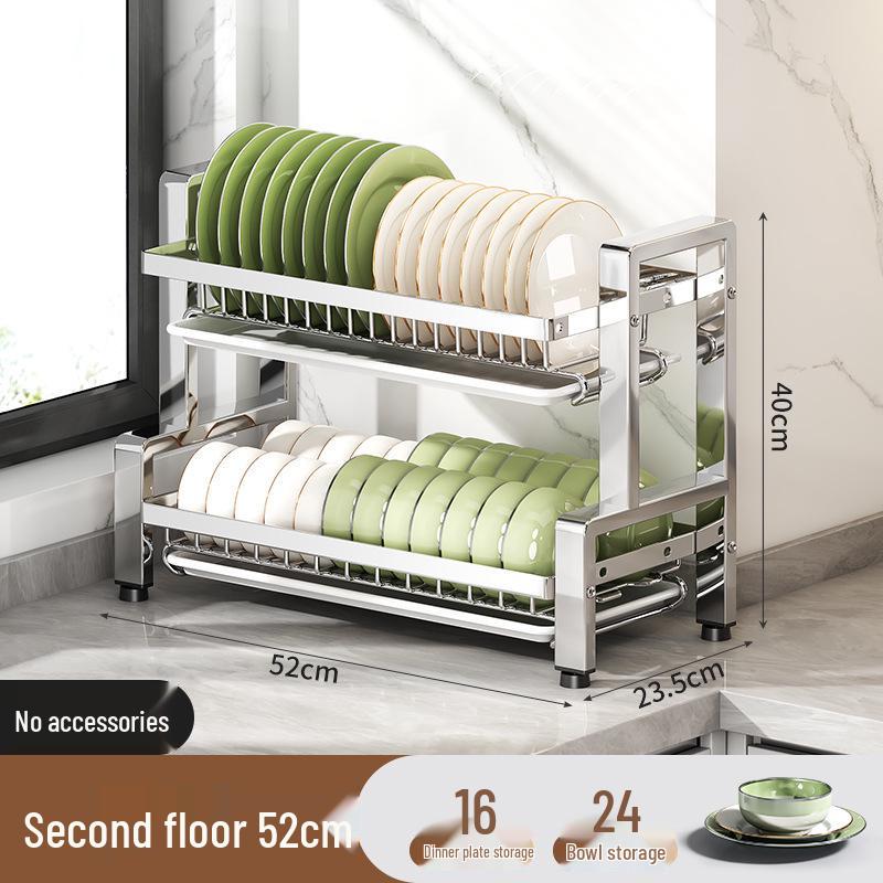 2026 Multi-functional Stainless Steel Dish Drying Rack for Countertop Storage of Bowls, Plates, and Chopsticks