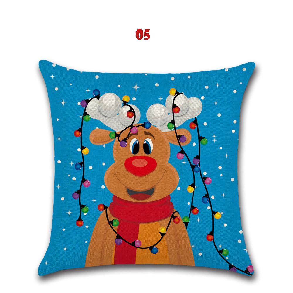 Happyspree Happy Christmas Pillow Cases Stylish Flax Sofa Cushion Covers For Festive Decor