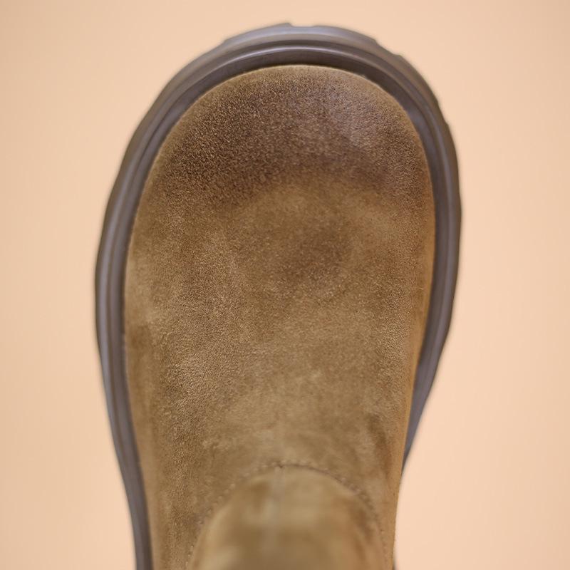 Women's Retro Capybara Chelsea Ankle Boots - Genuine Leather, Big Head Martin Style for 2025 Autumn Fashion