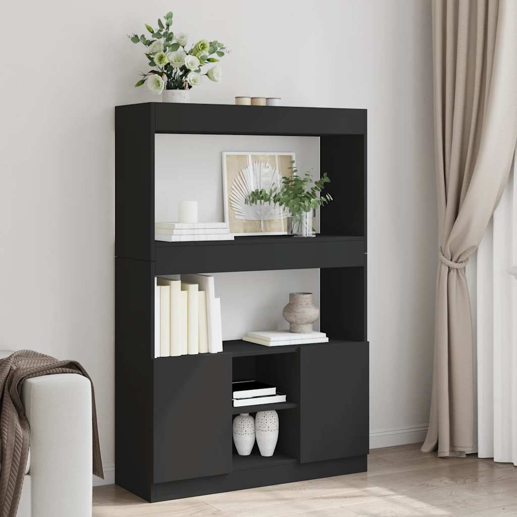 Highboard Black 92x33x140 cm Engineered Wood