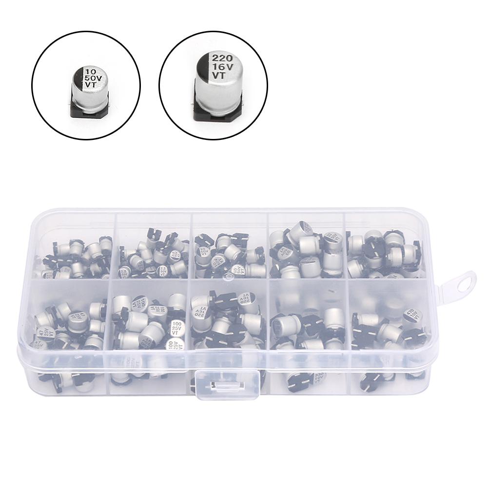 200pcs 1050V SMD Electrolytic Capacitors Set 1uF 470uF E Cap Capacitor Assortment
