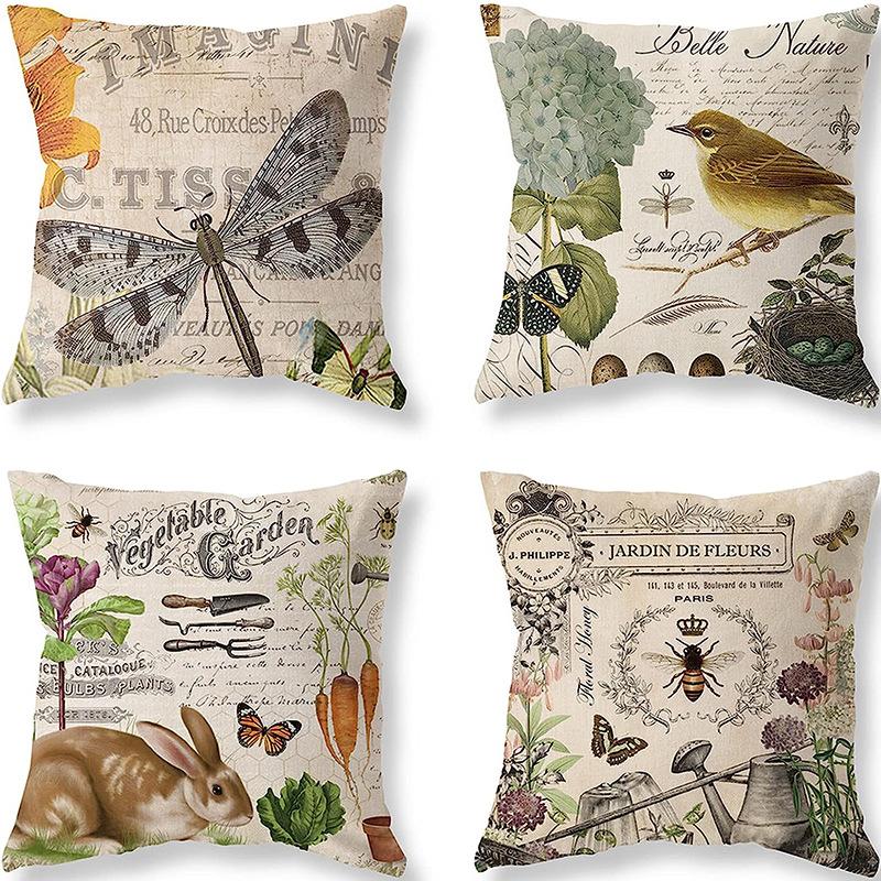 American Retro Printed Linen Pillowcase Living Room Sofa Office Pillow Car Cushion Cover