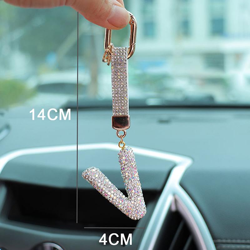 Fashion Sparkling Rhinestone Alphabet Keychain Cute Letter Charm Key Ring Exquisite Backpack Decoration Accessories Gifts