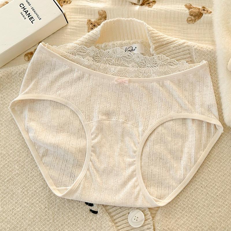 Girls Spring and Autumn Pure Cotton Lace Edge 10A Antibacterial Cotton Crotch Waist Triangle Briefs