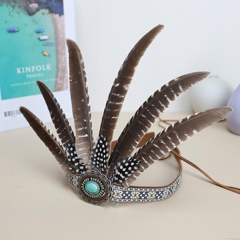 Indian Feather Headdress - Chief Hair Ornament for Children & Adults, Festival Performance Props