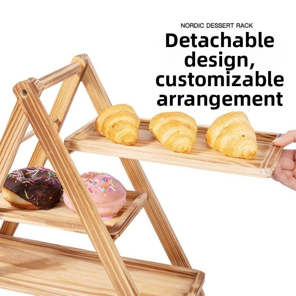 Wood Wooden Serving Tray Three Layer Detachable Design Multilayer Dessert Stand Non Deformable Decorative Cupcake Display Stand