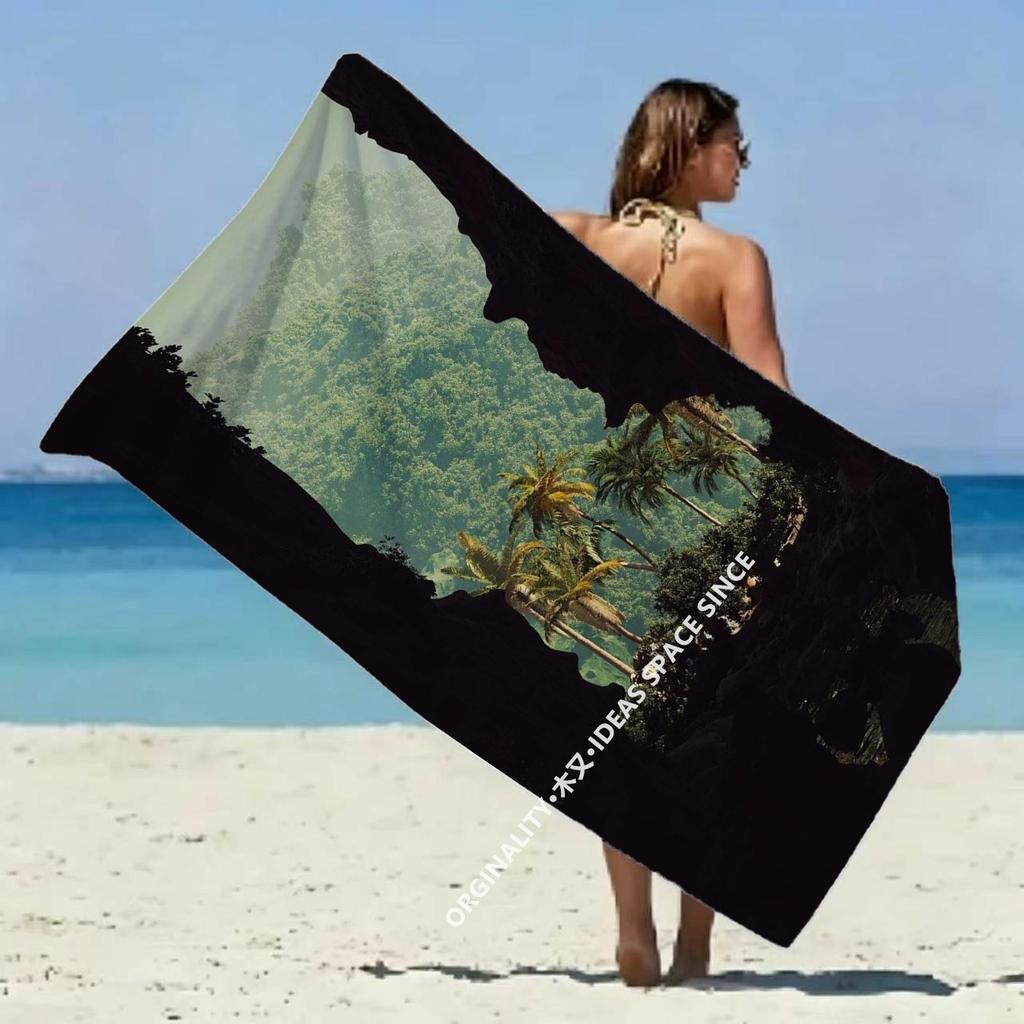 Tropical Jungle Landscape Beach Towel Patterned Sunscreen And Windproof Suitable For Swimming Pool Camping Travel