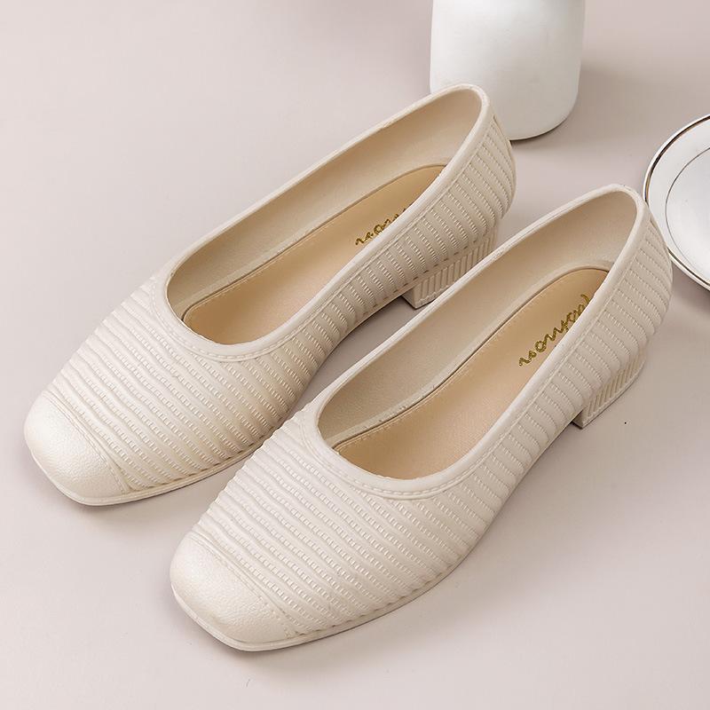 Женские Повседневные Балетки Квадратный Носок Туфли-Балетки Удобные Офисные Рабочие Туфли Летние Туфли-Балетки для Женщин Нескользящие Элегантные Туфли 36-37