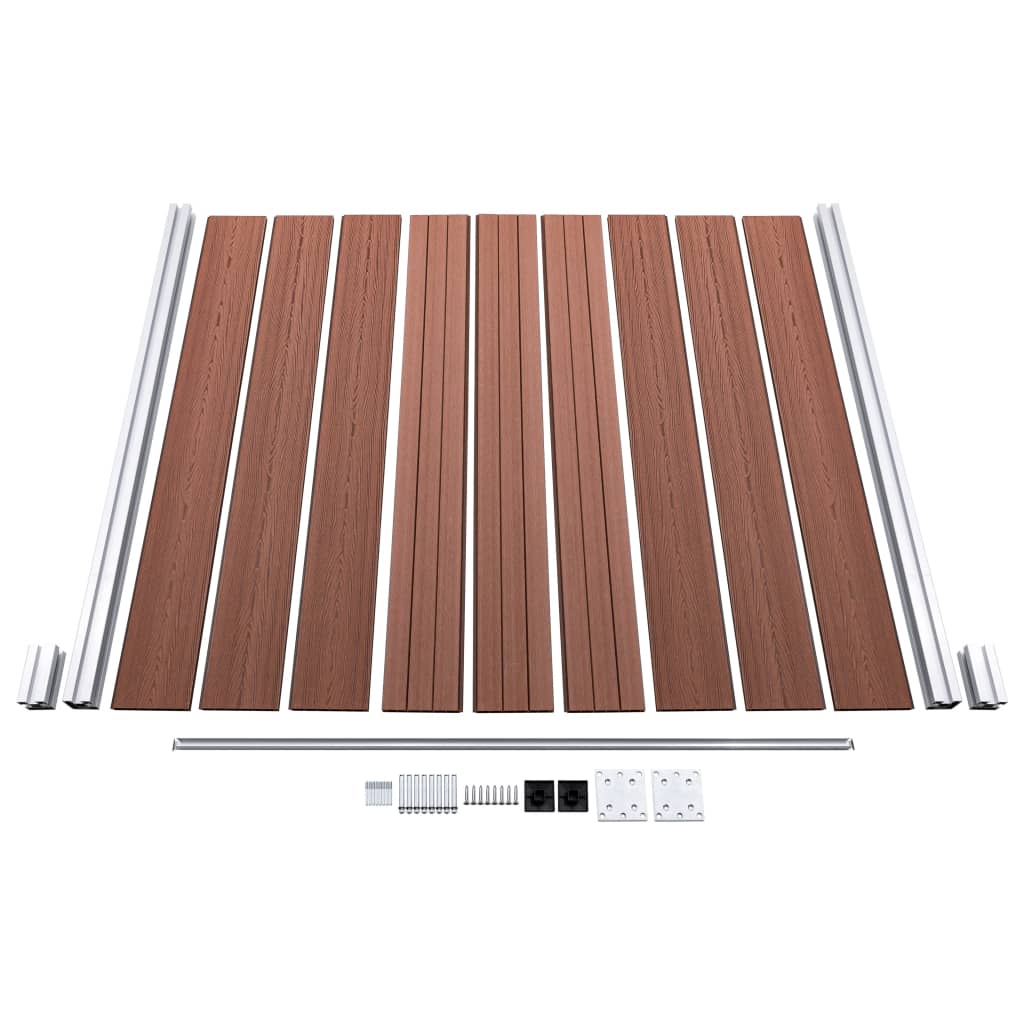 WPC Fence Set: 2 Square Panels + 1 Diagonal Panel 446 x 186 cm Brown
