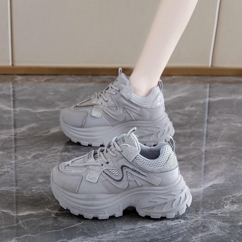 Summer mesh shoes women's breathable thin new platform dad shoes student mesh sneakers increase in height