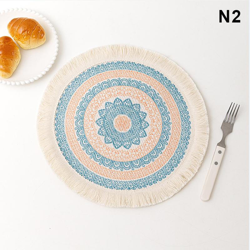 M-Round Placemat Cotton Tassel Antiskid Dining Table Mat Absorbent Insulation Dish Pad Desk Decoration And Accessories Plate Mug