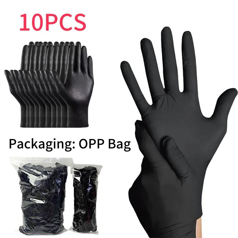 

10-200pc Nitrile Gloves Black Rubber Gloves Latex Disposable Gloves Work Housework Car Industry Gardening Pet Care Cooking Tools XL-24x12cm
