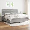 Exclusive House - Bed Slat Base with Mattress Light Grey 200x200cm Fabric