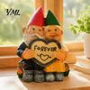 Cute Dwarf Figurines with Heart Sign Garden Gnome Couple Figurine for Outdoor Decoration, Resin Sculpture Patio Yard Waterproof Decorations Lawn Porch