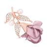 Brosche Rosenmuster Perle Strasslegierung Baumwolle Exquisite Retro Brosche Anstecknadel für Mantel Anzug Schal Helllila
