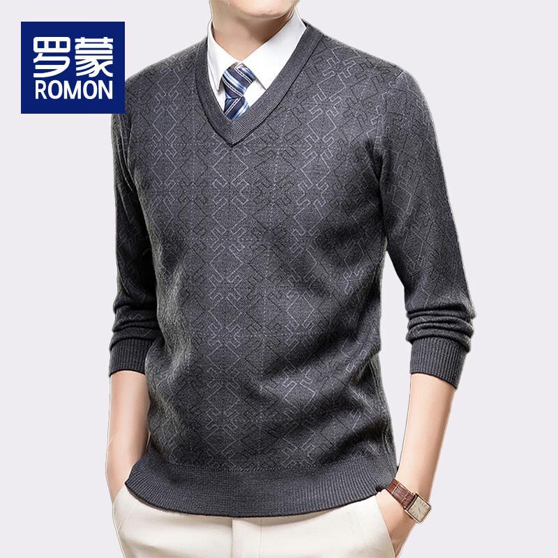 ROMON Men's Thick V-Neck Knitted Sweater