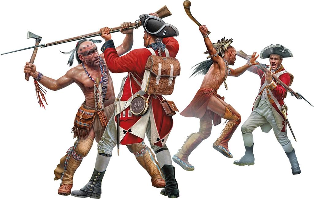 Master Box 1/35 Scale Indian Series No. 7 Mohawk and British Soldiers, 18th Century, 4-Piece Plastic Model Kit (MB35236)
