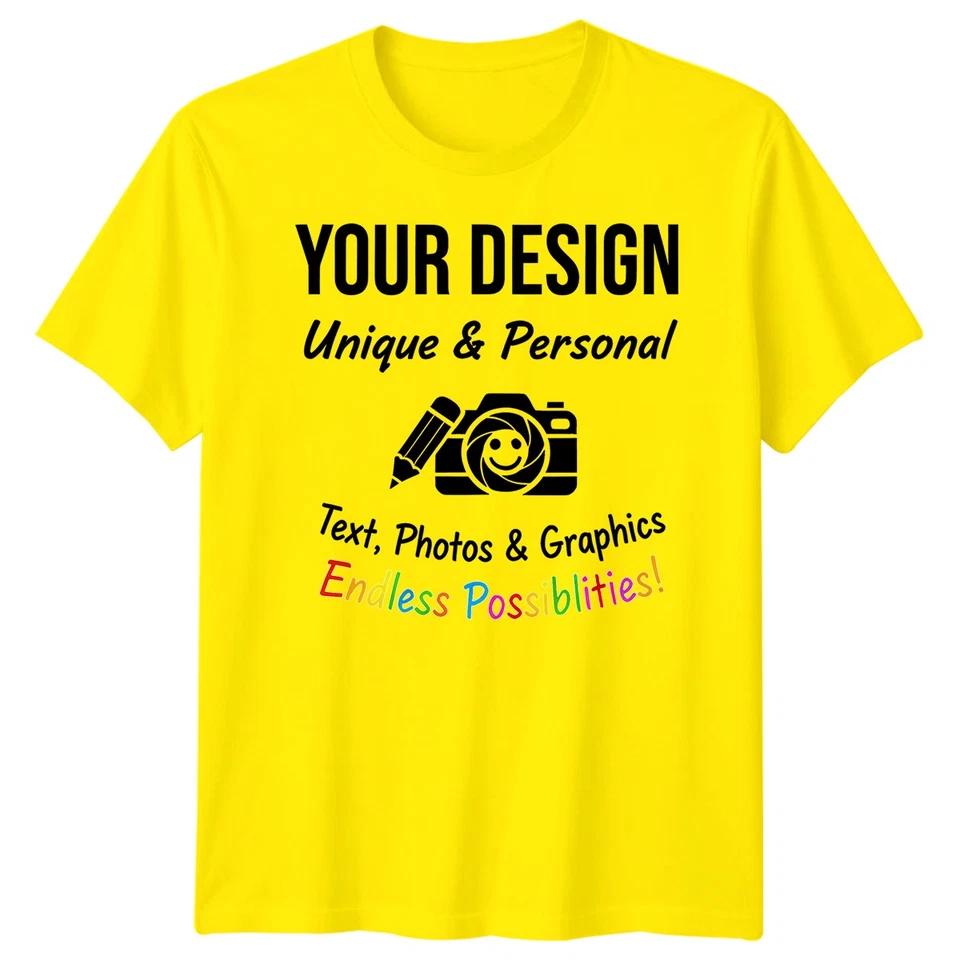 Personalised T Shirts Mens Womens Kids UK Any Text And Photo Custom Design Tee 2 S