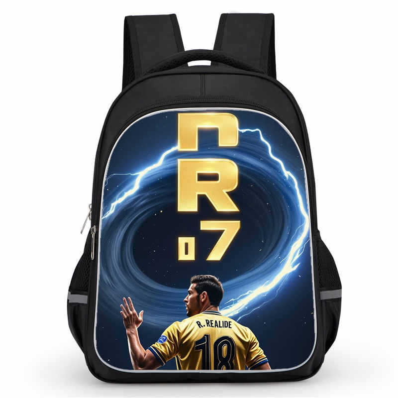 Cr7 Rucksack Hochauflösender Druck Große Kapazität Multifunktion Reißverschluss Oxford Rückenschutz Leichter Rucksack