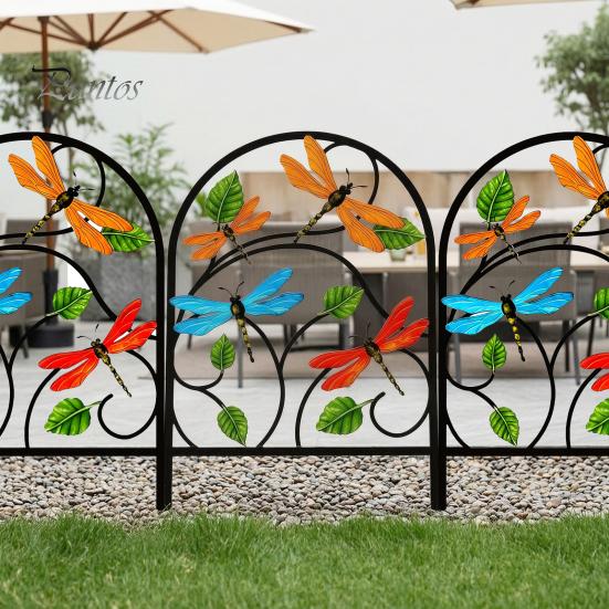 Hinterhof Blumenbeet Begrenzung Gartenzaun Tierbarriere, Schmetterling Floral Metalldraht Panel Begrenzung, Gebogenes Dekoratives Panel, Barriere für Hunde, Kaninchen,