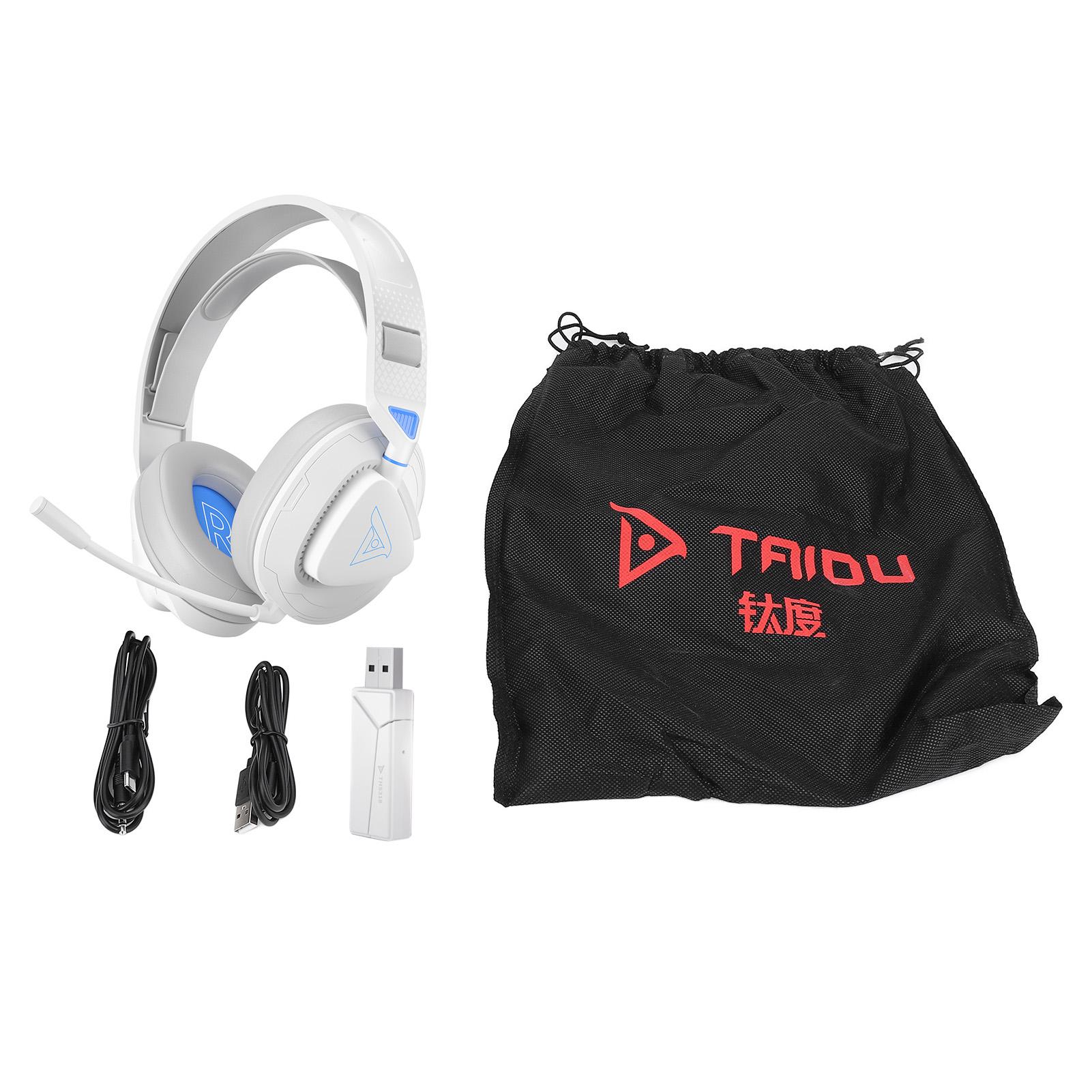 

Wired Gaming Headset Adjustable Headband 2.4G Wireless Gaming Headset Comfortable USB and Type C Receiver 4 Modes for Computer білий