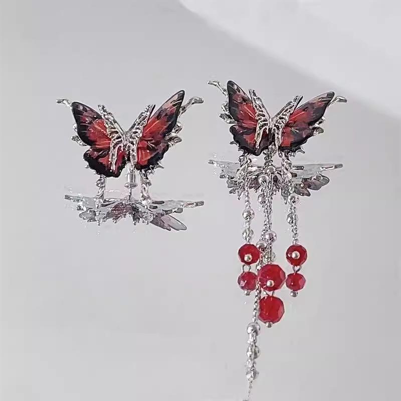 2025 Retro Red Maillard Versatile Women's Stud Earrings - Unique High-End New Year Style