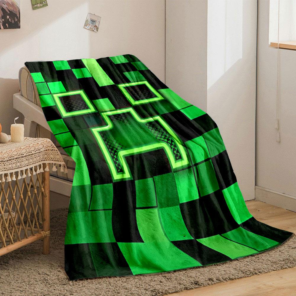 Green Pixel Pattern Blanket bedroom Blanket for Livingroom Couch lunch break Soft throw for Friend's festival Gift
